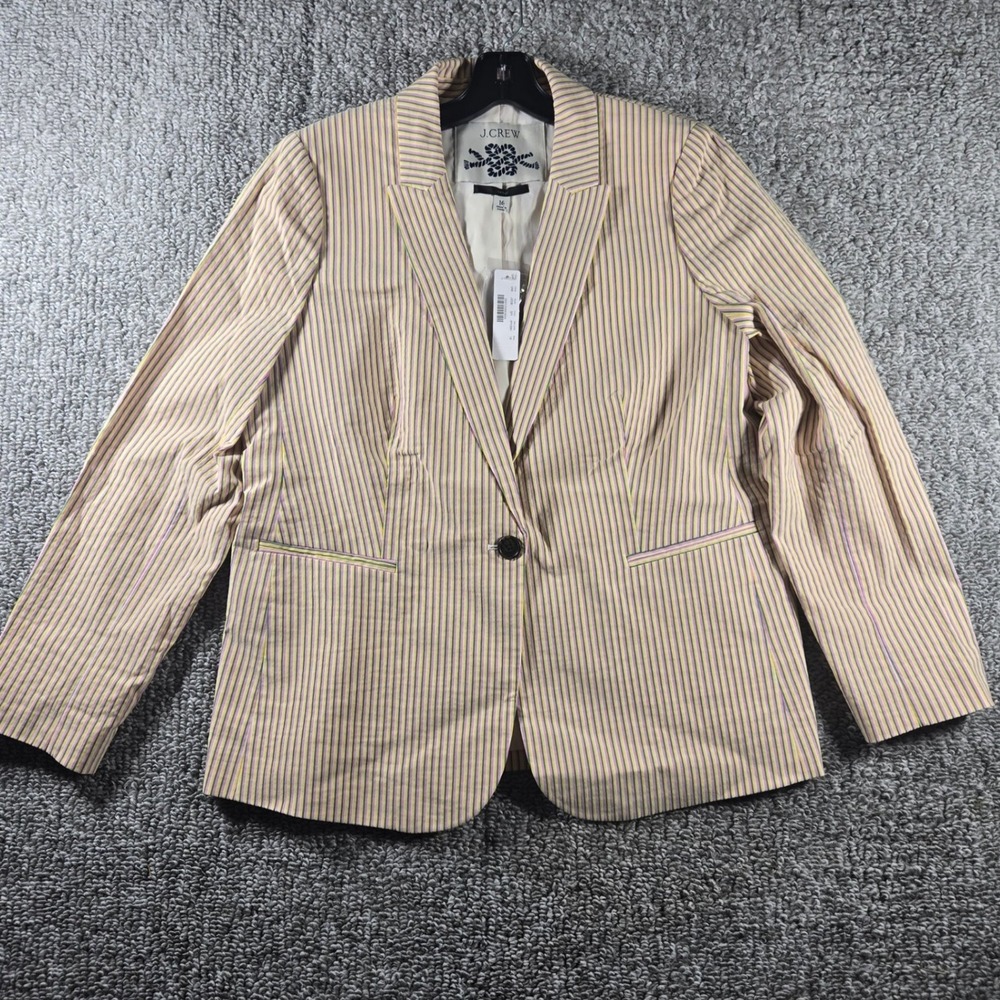 J.Crew Parke Blazer Multi-Color Striped Preppy Button Jacket Womens 16
